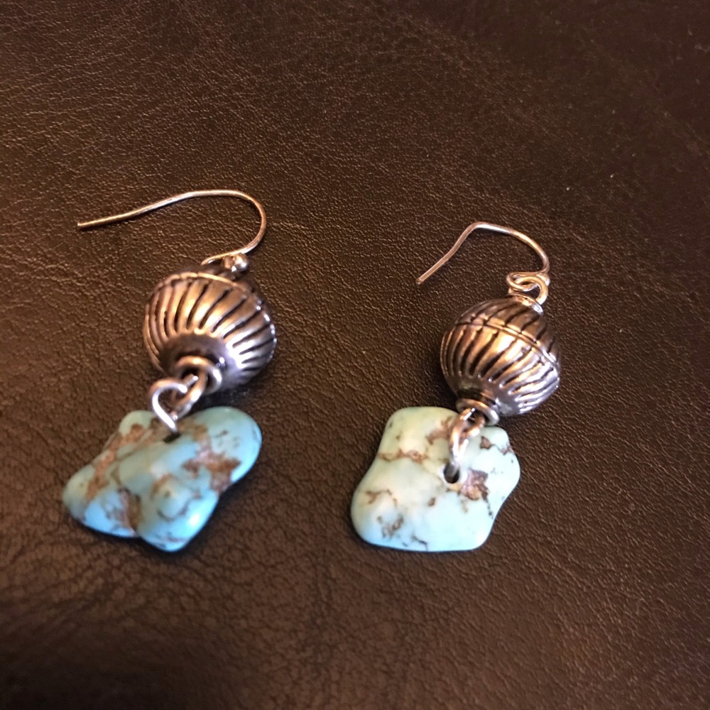 Dangling Precious Turquoise silver Earrings